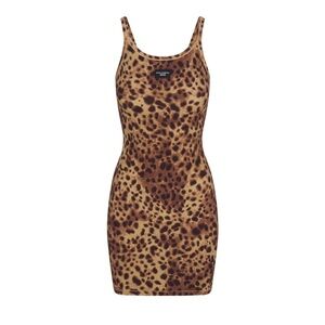 NWT Dolce&Gabbana x Skims cotton rib scoop tank mini dress, Leopard, XXS